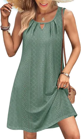 Summer Dresses for Women Sleeveless Beach Vacation Coverup with Pockets (S-2XL)