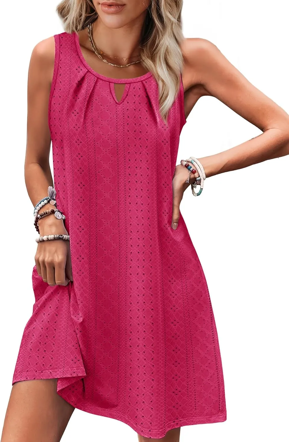 Summer Dresses for Women Sleeveless Beach Vacation Coverup with Pockets (S-2XL)