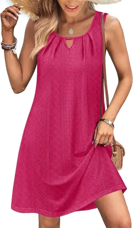 Summer Dresses for Women Sleeveless Beach Vacation Coverup with Pockets (S-2XL)