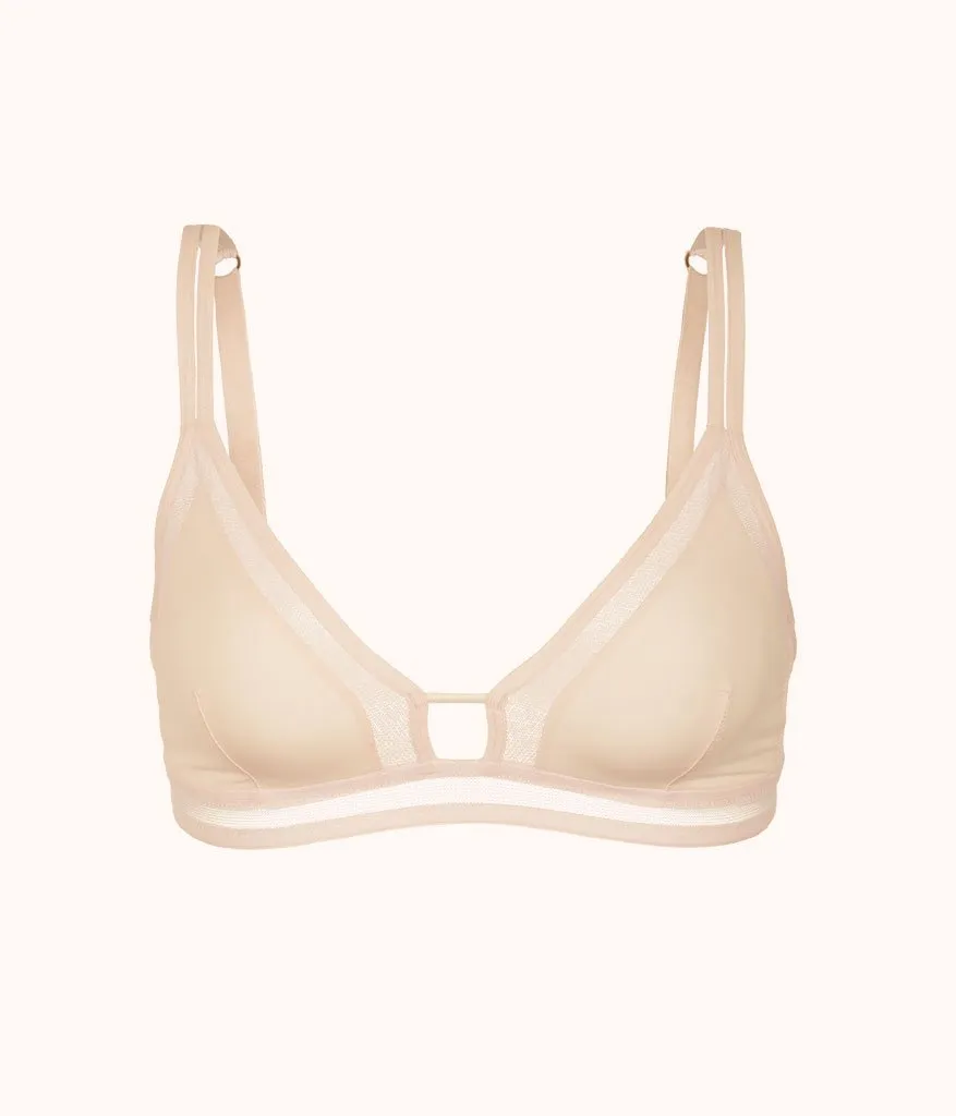 The Mesh Trim Bralette: Toasted Almond