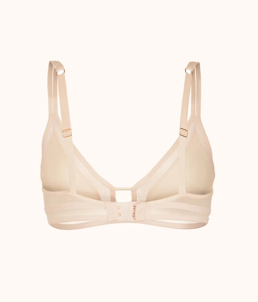 The Mesh Trim Bralette: Toasted Almond
