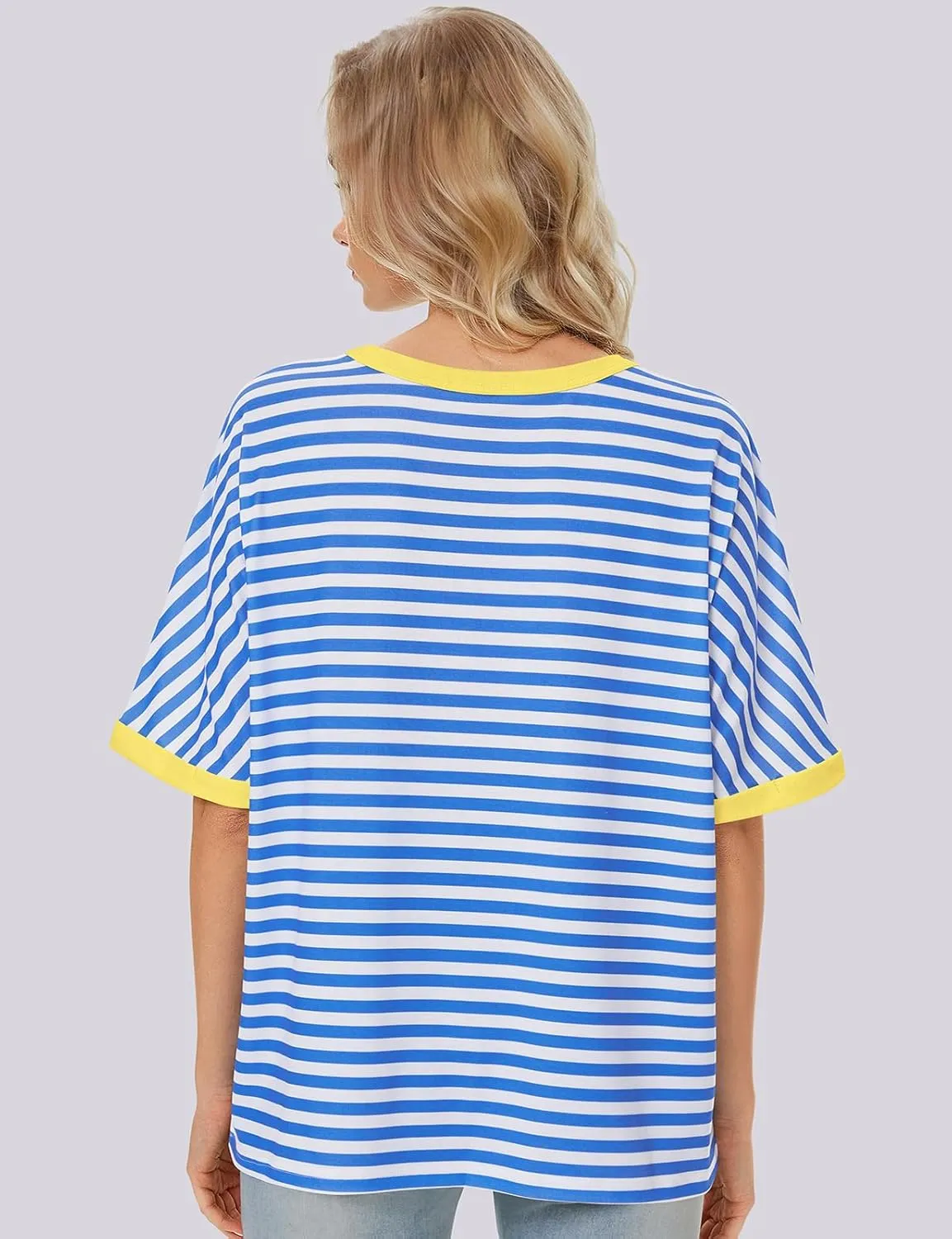 UEU Women Oversized T-Shirt Summer Casual Loose Fit Short Sleeve Basic Tops Workout Gym Tee Shirt