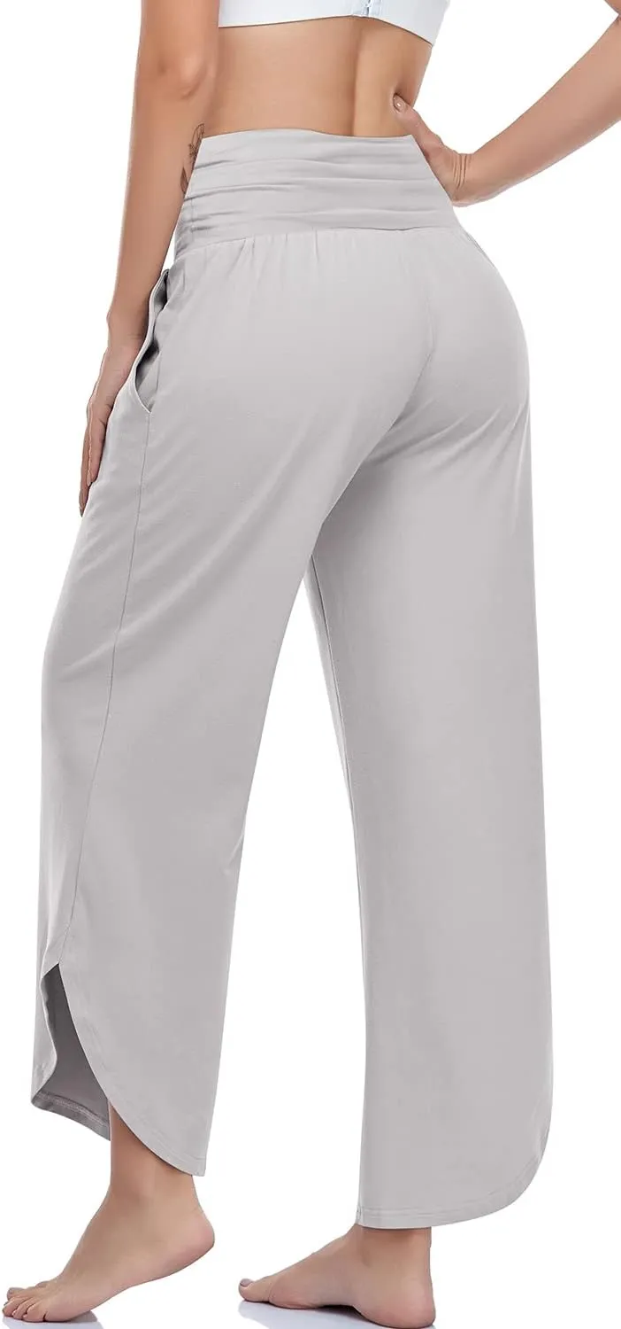 UEU Women's Wide Leg Yoga Pants High Waisted Comfy Dance Sweatpants Loose Casual Soft Lounge Joggers with Pockets