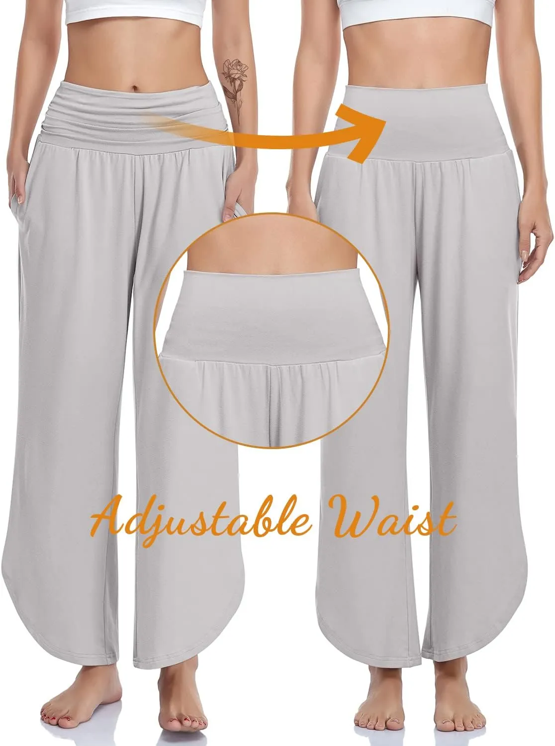 UEU Women's Wide Leg Yoga Pants High Waisted Comfy Dance Sweatpants Loose Casual Soft Lounge Joggers with Pockets