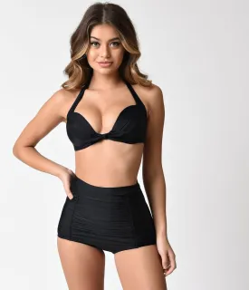 Unique Vintage All Black Monroe Bikini Top