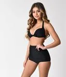Unique Vintage All Black Monroe Bikini Top