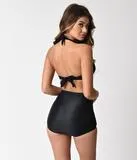 Unique Vintage All Black Monroe Bikini Top