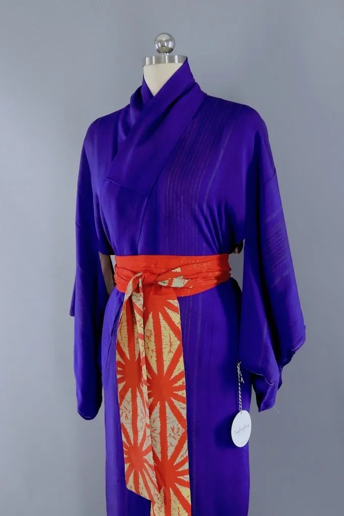 Vintage Blue Pinstripe Kimono Robe