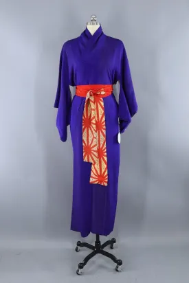 Vintage Blue Pinstripe Kimono Robe