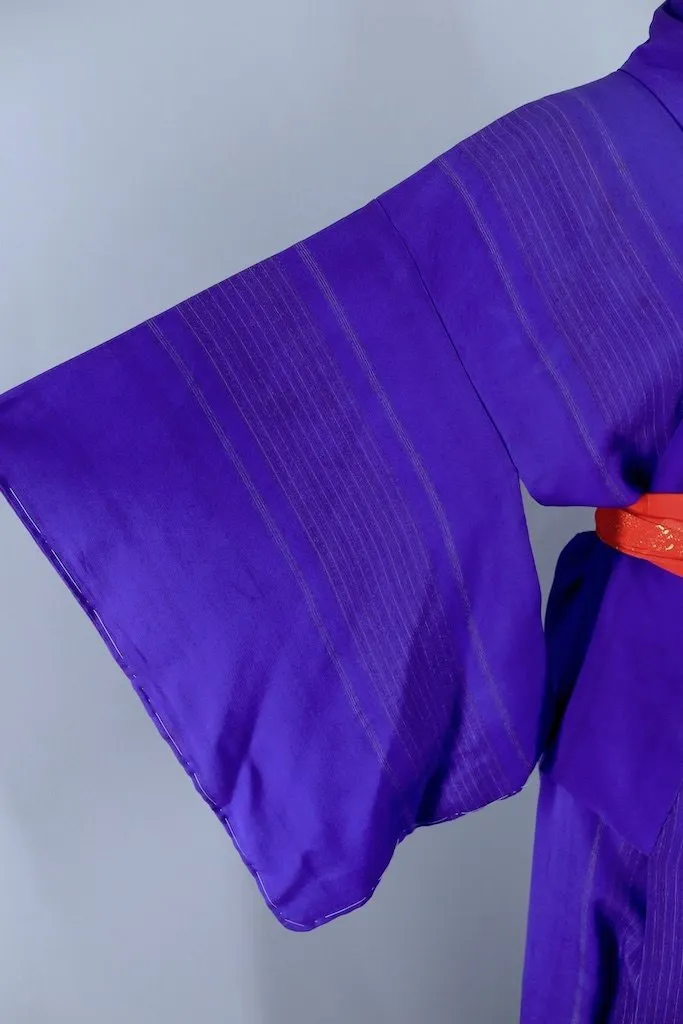 Vintage Blue Pinstripe Kimono Robe
