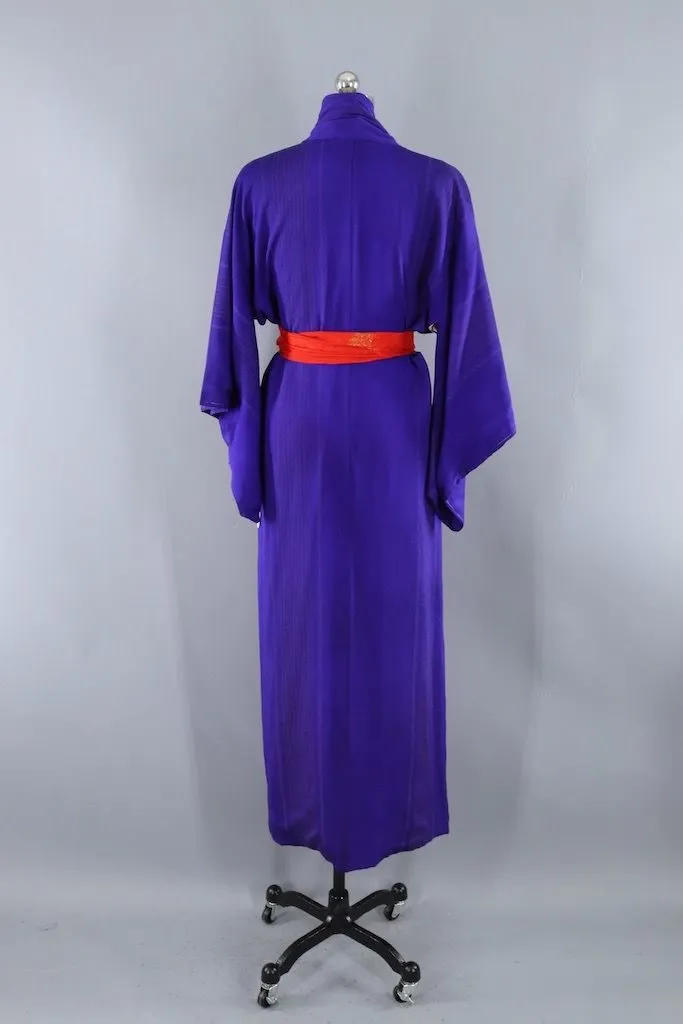 Vintage Blue Pinstripe Kimono Robe