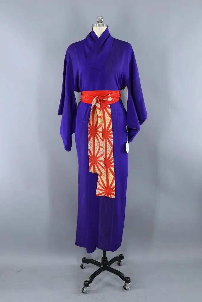 Vintage Blue Pinstripe Kimono Robe