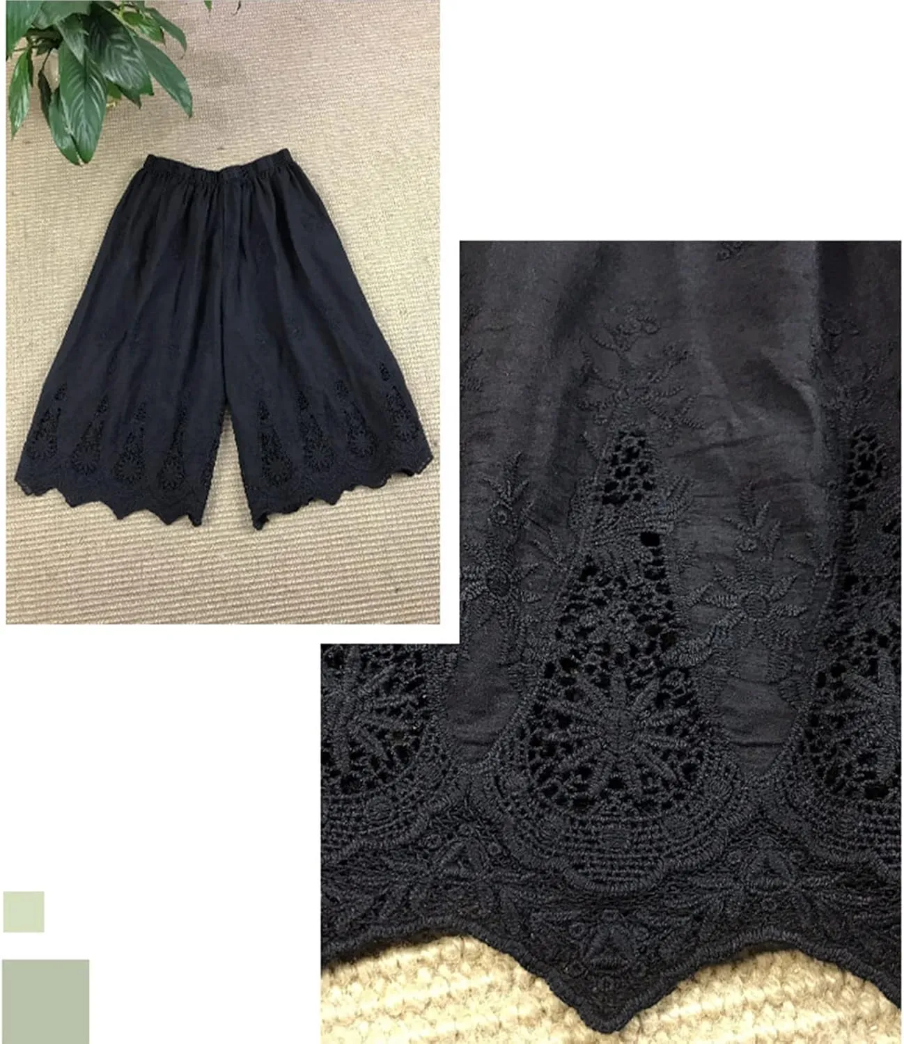 Vintage Lace Pettipants Slips Embroidery Flower Womens Lightweight Cotton Linen Bloomer Shorts Lounge Short Pants