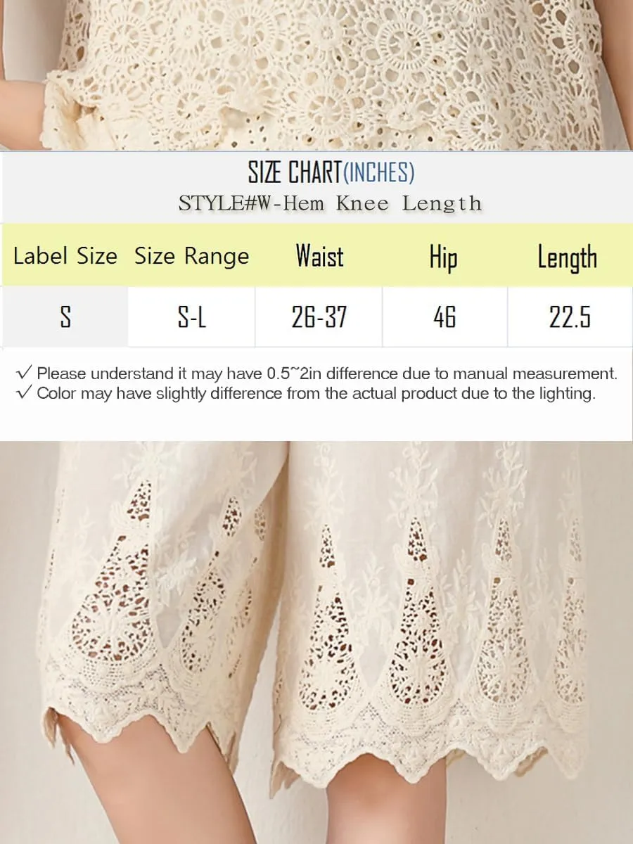 Vintage Lace Pettipants Slips Embroidery Flower Womens Lightweight Cotton Linen Bloomer Shorts Lounge Short Pants
