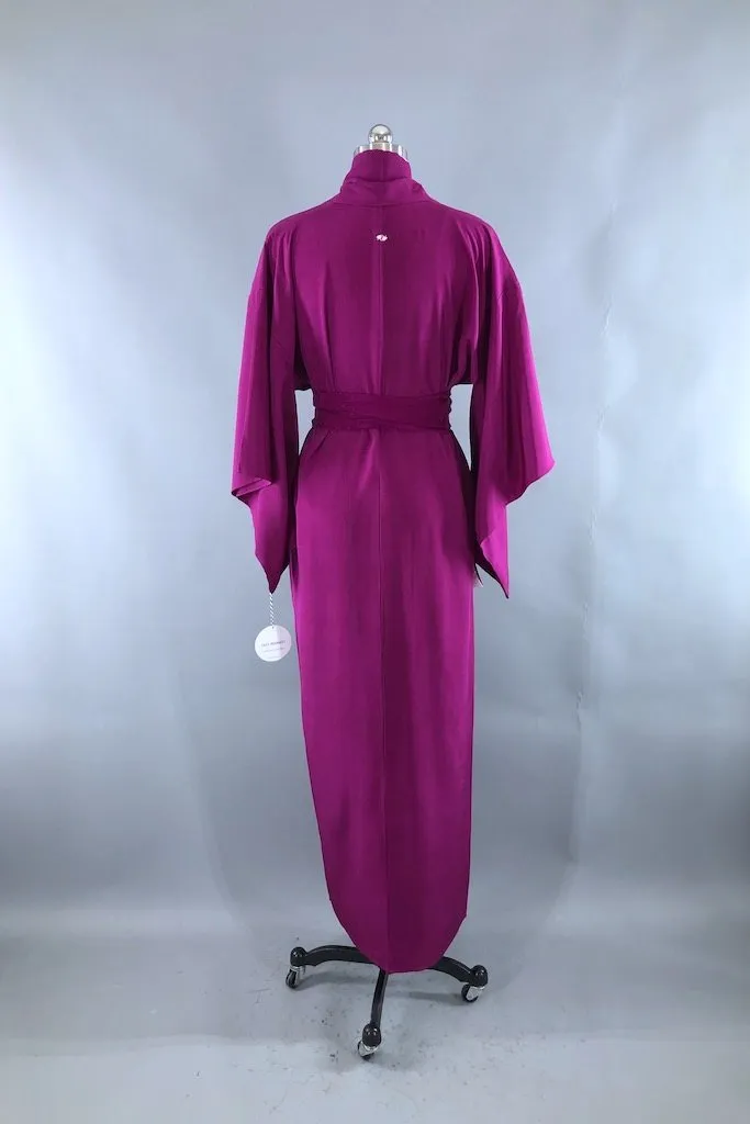 Vintage Magenta Purple Silk Kimono Robe