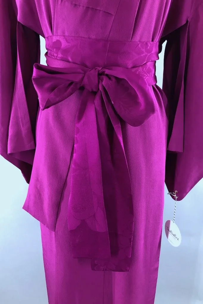 Vintage Magenta Purple Silk Kimono Robe