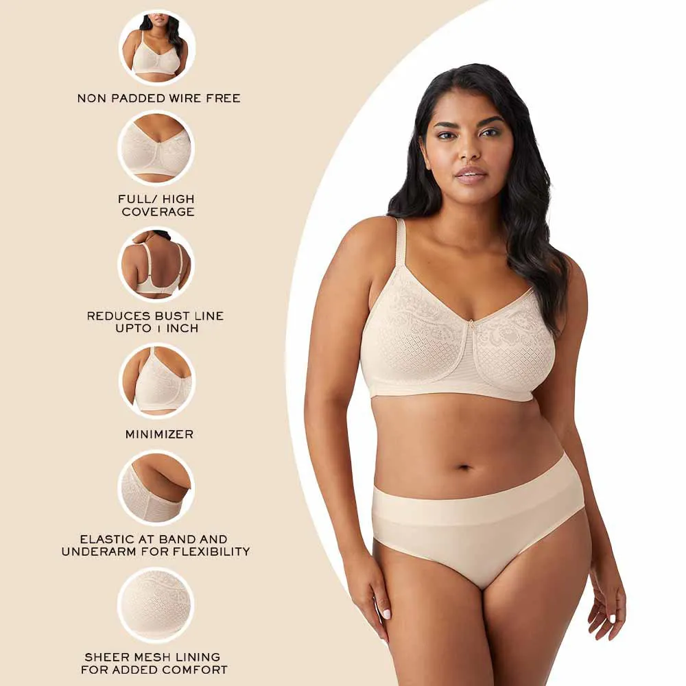 Visual Effects  Non Padded  Non Wired Full Coverage Minimizer Everyday Comfort  Bras - Beige