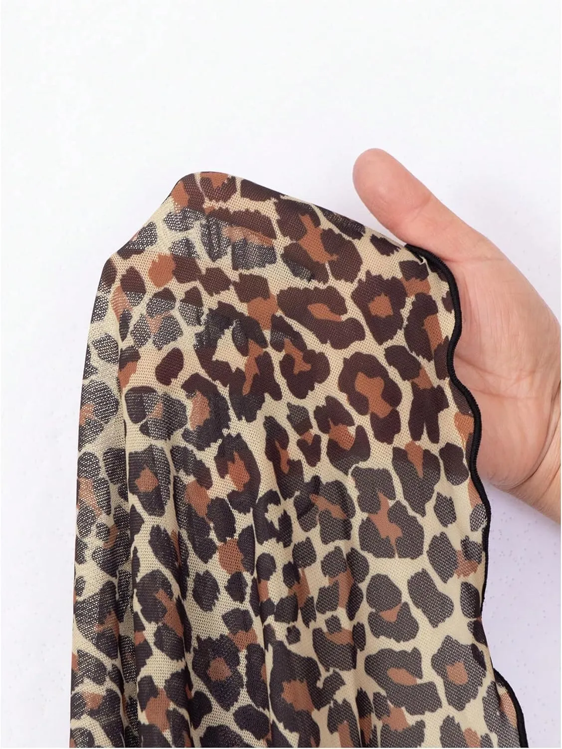 WDIRARA Women's Leopard Print Sarongs Sheer Chiffon Swim Wraps Cover Up Skirt