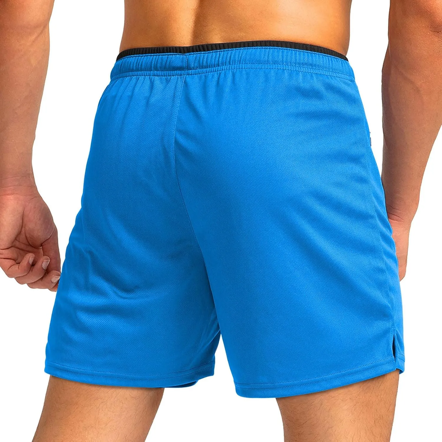 WENKOMG1 Mens Quick Dry Jogging Shorts Elastic Waist Drawstring Breathable Workout Shorts SweatShorts with Zip Pockets