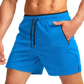 WENKOMG1 Mens Quick Dry Jogging Shorts Elastic Waist Drawstring Breathable Workout Shorts SweatShorts with Zip Pockets