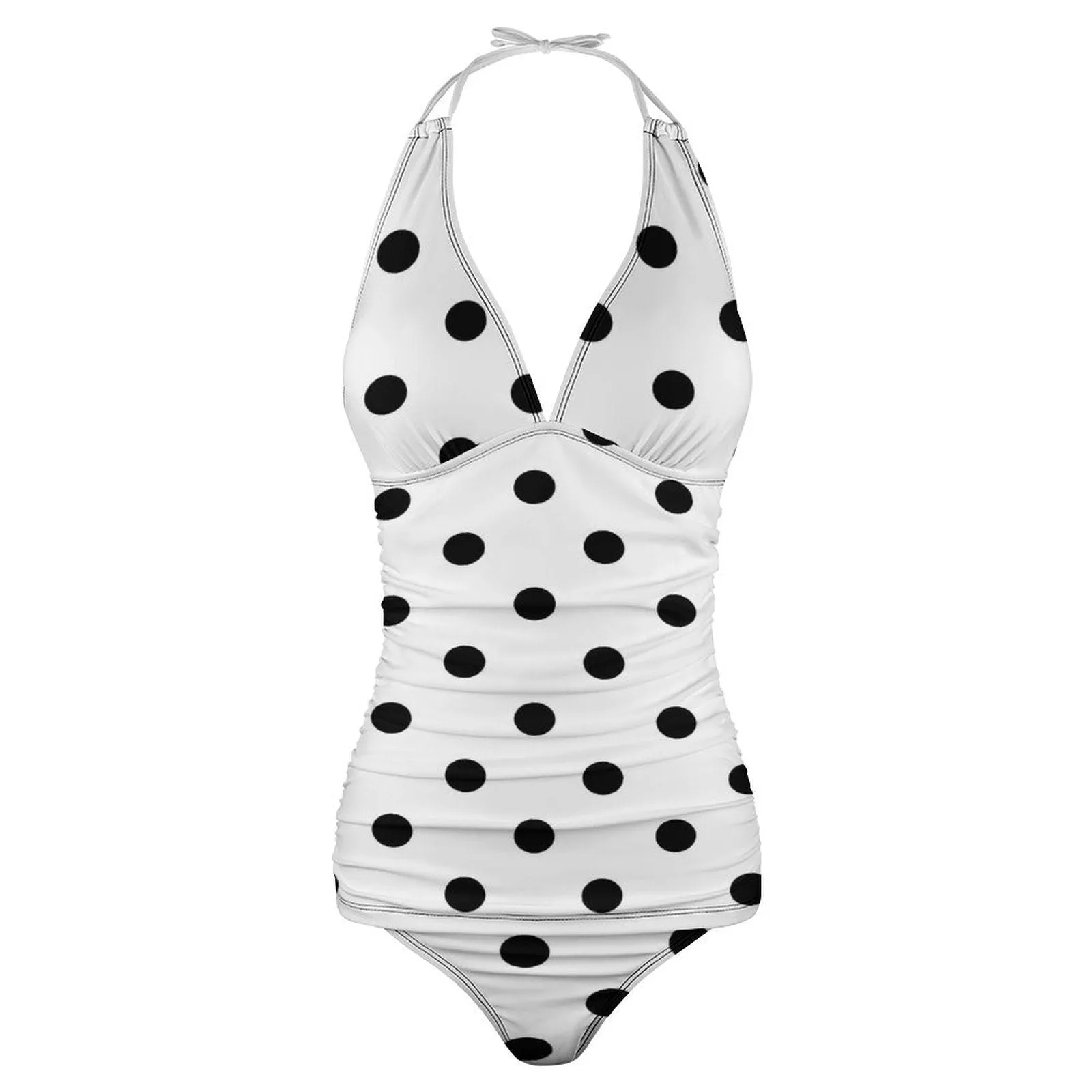 White With Black Polka Dots Women's Split Swimsuit
