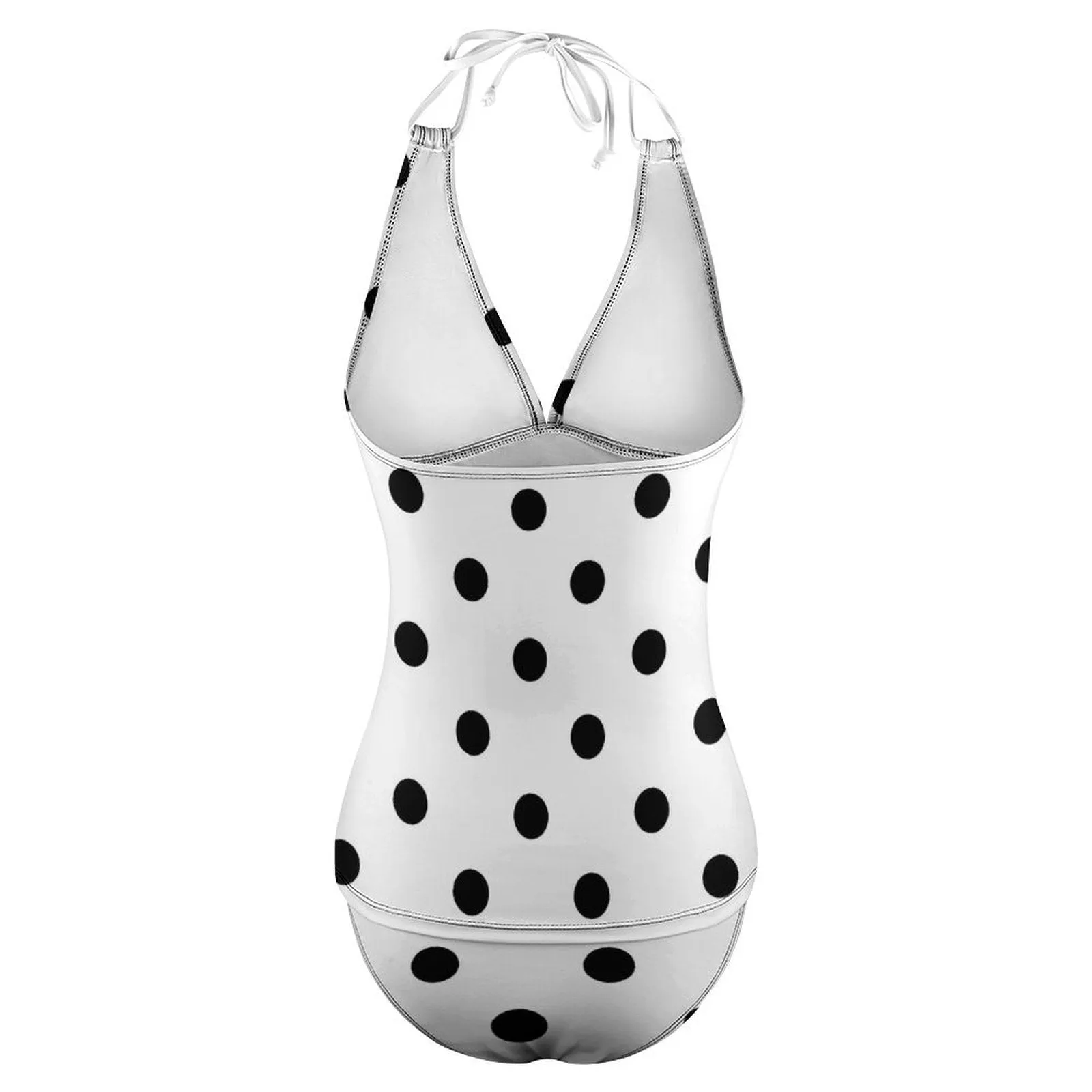 White With Black Polka Dots Women's Split Swimsuit