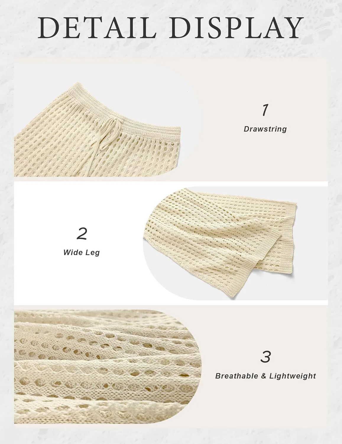 Womens Crochet Knit Elastic Waist Tie Beach Coverup Pant Summer 2025 Trendy Outfits Bathing Suit Cover Up Pants