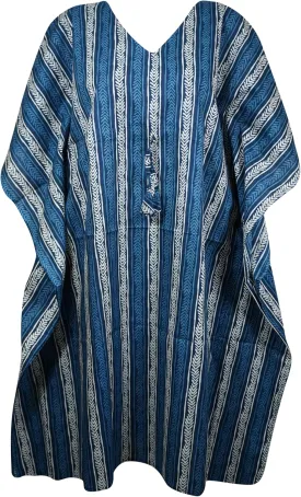 Womens Kaftan Midi Dress Cotton Printed Swim Coverup Summer Caftan S/M/L