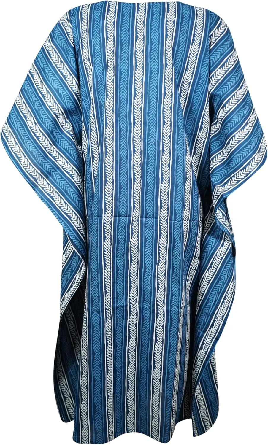 Womens Kaftan Midi Dress Cotton Printed Swim Coverup Summer Caftan S/M/L