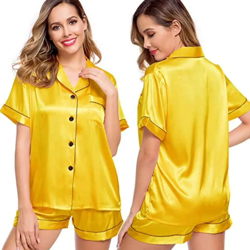 Women's Silk Short Sleeve Pajama Suit