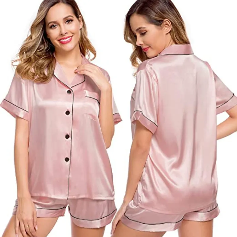 Women's Silk Short Sleeve Pajama Suit