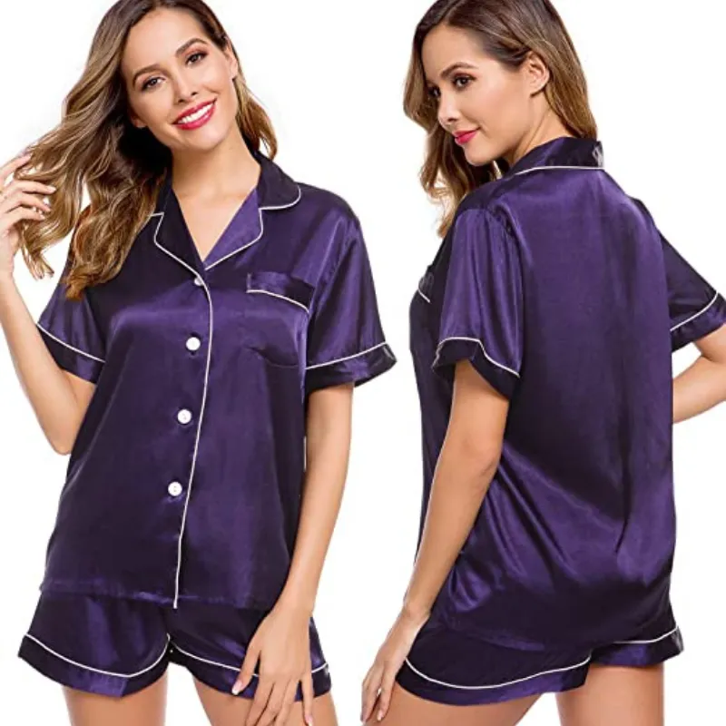 Women's Silk Short Sleeve Pajama Suit