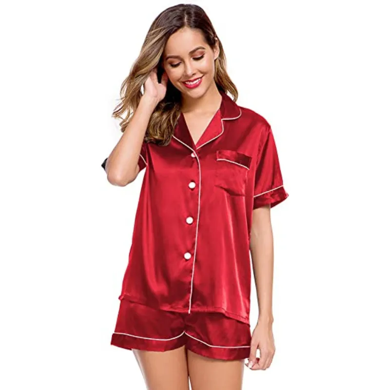 Women's Silk Short Sleeve Pajama Suit