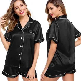Women's Silk Short Sleeve Pajama Suit