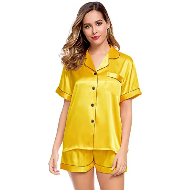 Women's Silk Short Sleeve Pajama Suit
