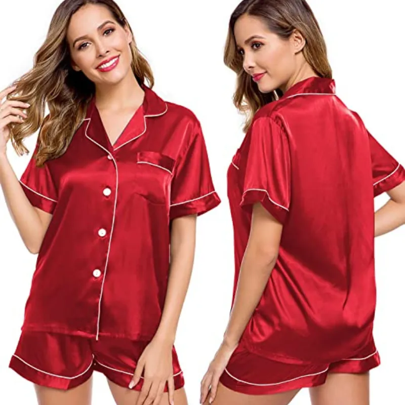 Women's Silk Short Sleeve Pajama Suit