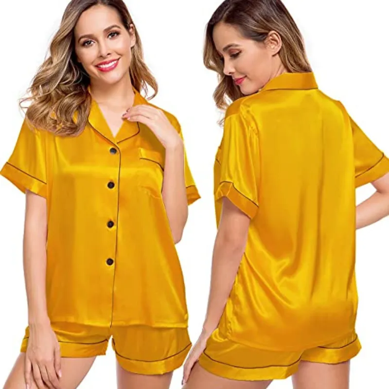 Women's Silk Short Sleeve Pajama Suit