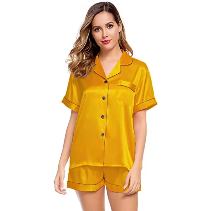 Women's Silk Short Sleeve Pajama Suit